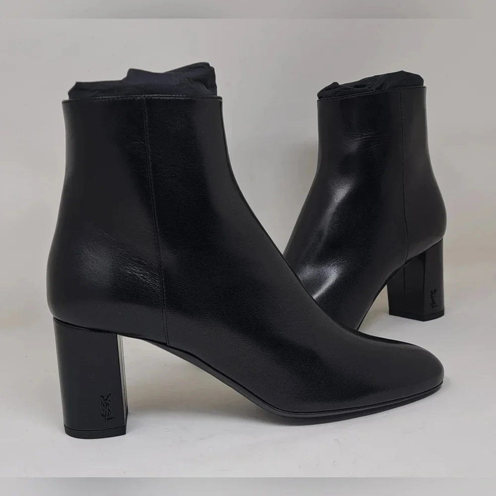 NWT Saint Laurent Paris LouLou 70 Zip Booties Ankle Boots Black Leather 38EU 8US - Picture 3 of 16